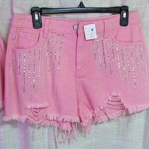 Women's pink Rhinestone shorts